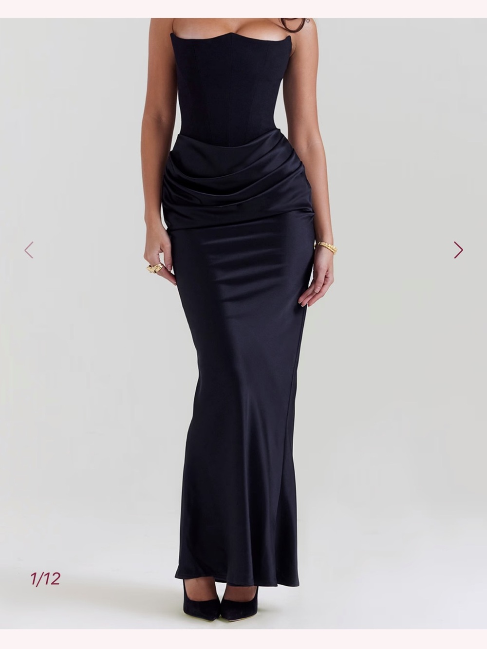 House of CB Black Draped Maxi Skirt